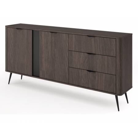 Komoda 195 cm 2D szuflady ryflowana listwa VIRGO dąb dunin + czarny